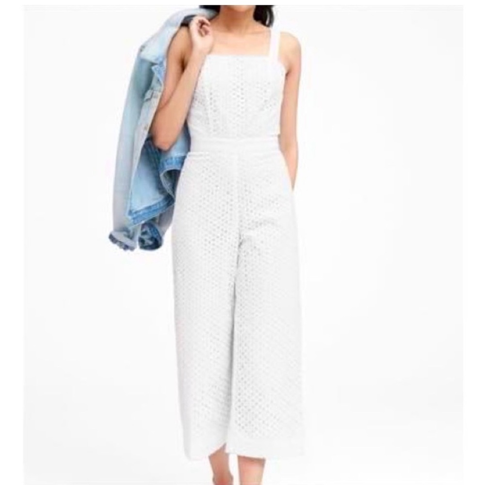 Banana Republic-White Eyelet Jumpsuit - Picture 2 of 7